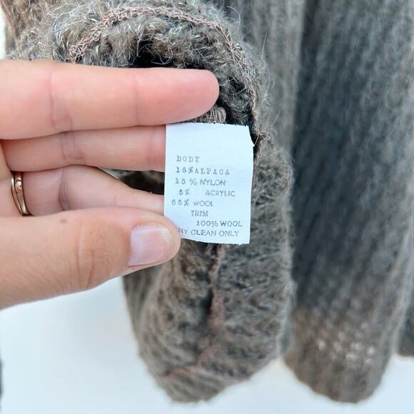 Vintage Todd Oldham Congovid Alpaca Wool Chunky Knit Sweater Brown Collar - Picture 7 of 9